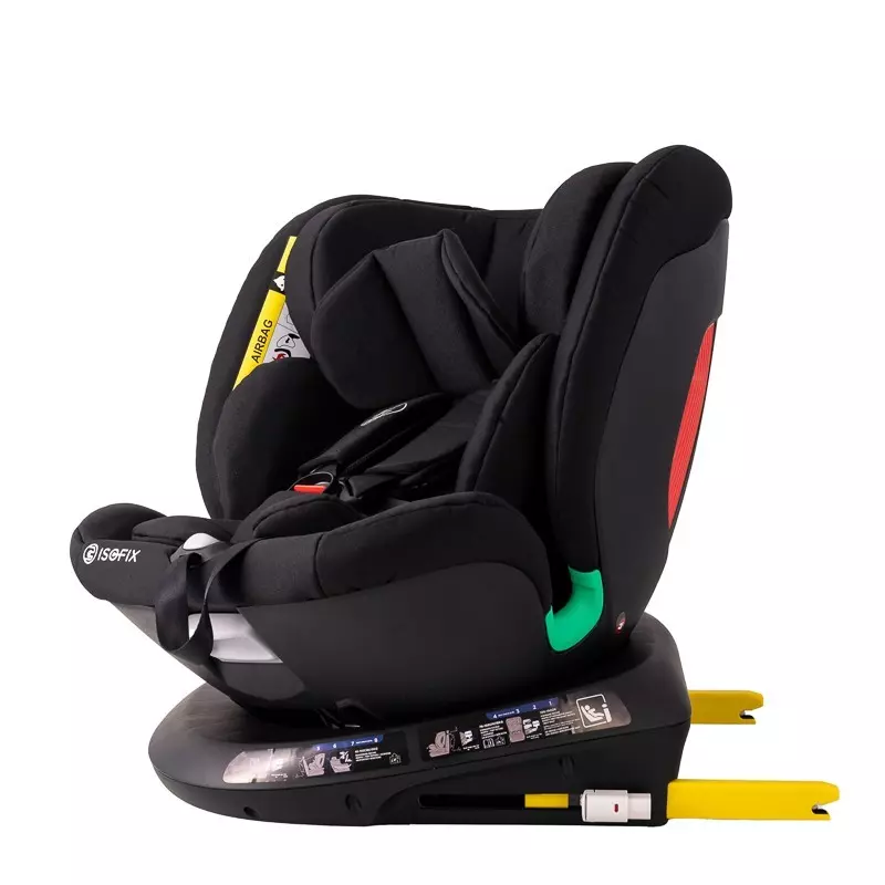 Scaun Auto Rotativ 360 Grade Easy Turn cu Pozitie de Somn si  Sistem Isofix  Omologat ISize R129 , Top Tether, Tetiera Reglabila  -  40-150 CM sau 0-12 ANI  - Diamond Black [3]