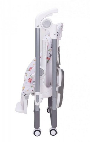 Scaun de Masa pentru  Bebelusi -  Go Baby,  Reglabil in 6 Trepte de Inaltime , Pliabil , Centura de siguranta, Sezut comfortabil, Masuta detasabila, Pozitie somn, Roti cu frana, Model Masinute, Gri [6]