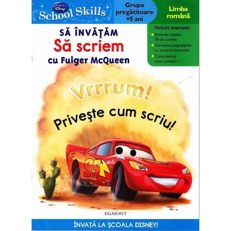 Carti pentru copii - Carte pentru Copii  Disney Schooll  Skills +5 Ani - Sa invatam sa scriem cu Fulger McQueen