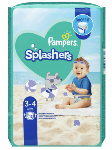 Scutece si chilotei - Scutece chilotel Bebelusi  pentru Apa -Bazin pentru Inot- Piscina - Strand - Mare,  Pampers Splashers Marimea 3, 6-11 kg, 12 buc / Pachet