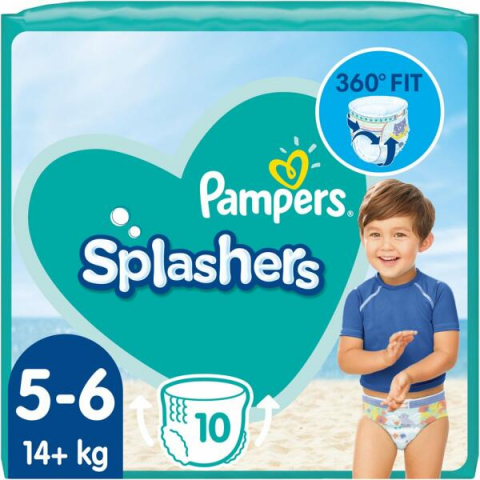 Scutece si chilotei - Scutece chilotel Bebelusi  pentru Apa - Bazin pentru Inot- Piscina - Strand - Mare,  Pampers Splashers Marimea 5, 14+ kg, 10 buc / Pachet