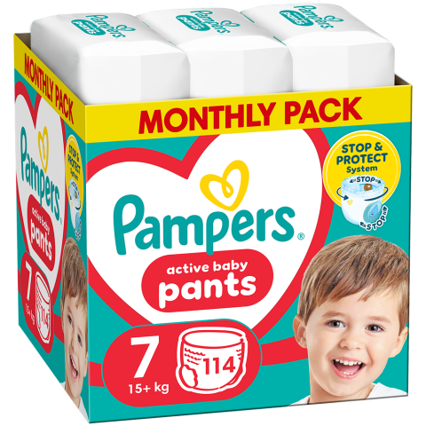 Scutece si chilotei - Scutece chilotel PAMPERS Active Baby Pants XXL Box nr 7, 15 kg+, 114 buc