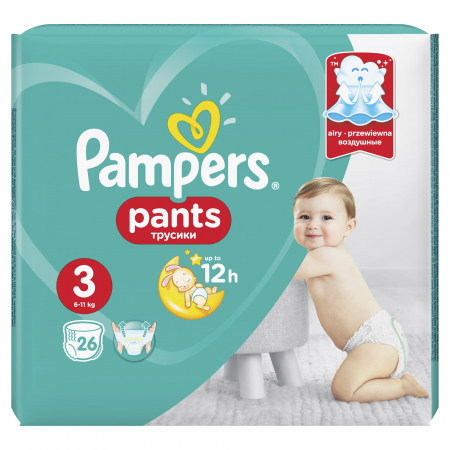 Scutece si chilotei - Scutece chilotel Pampers Pants Carry Pack 3 Midi, 6-11 kg, 26 buc