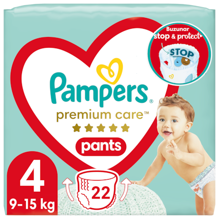 Scutece si chilotei - Scutece-chilotel Pampers Premium Care Pants Carry Pack Marimea 4, 9-15 kg, 22 buc