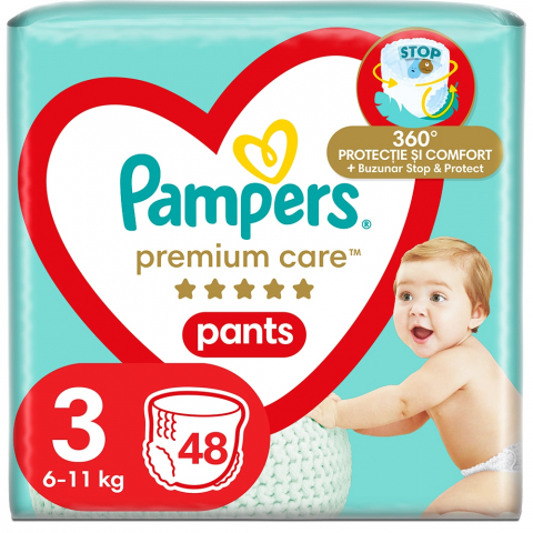 Scutece si chilotei - Scutece-chilotel Pampers Premium Care Pants Value Pack Marimea 3, 6-11 kg, 48 buc