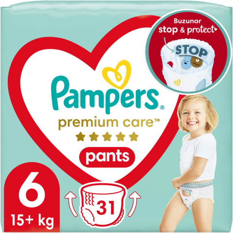 Scutece si chilotei - Scutece-chilotel Pampers Premium Care Pants Value Pack Marimea 6, 15+ kg, 31 buc