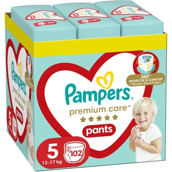 Scutece si chilotei - Scutece-chilotel Pampers Premium Care Pants XXL Box Marimea 5, 12-17 kg, 102 buc
