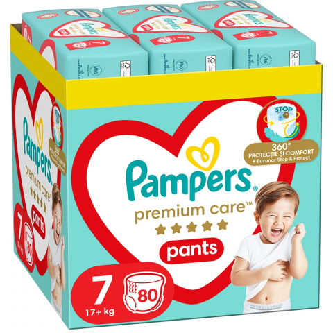 Jucarii, Copii & Bebe - Scutece-chilotel Pampers Premium Care Pants XXL Box Marimea 7, 17+ kg, 80 buc