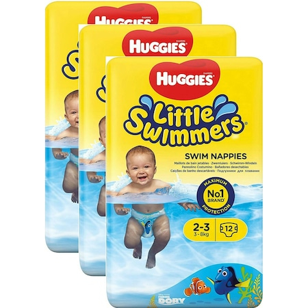 Scutece si chilotei - Scutece-chilotel pentru Apa, Bazin, Strand, Piscina, Huggies, 2-3, 3-8 Kg, 3 pachete x 12, 36 bucati