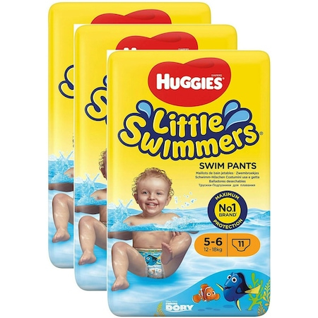 Jucarii, Copii & Bebe - Scutece-chilotel pentru Apa, Bazin, Strand, Piscina, Huggies 5-6, 12-18 Kg, 3 pachete x 11, 33 bucati
