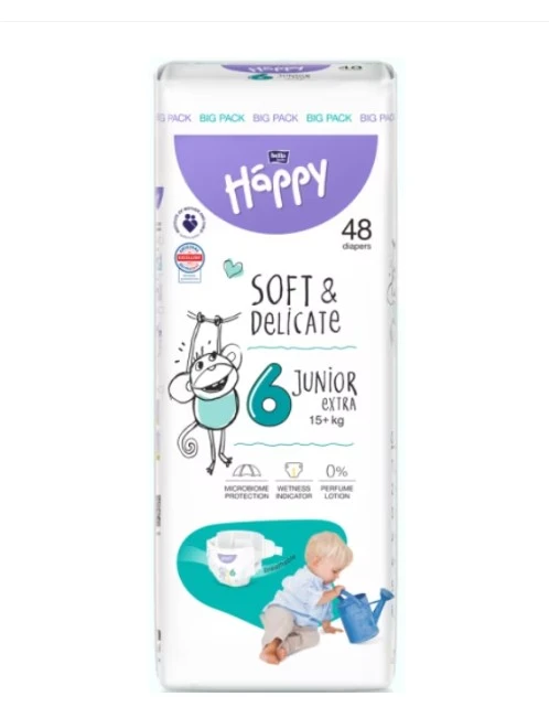 Scutece Happy Soft&Delicate Junior Extra, Marimea 6,+15kg ,   48 buc [1]