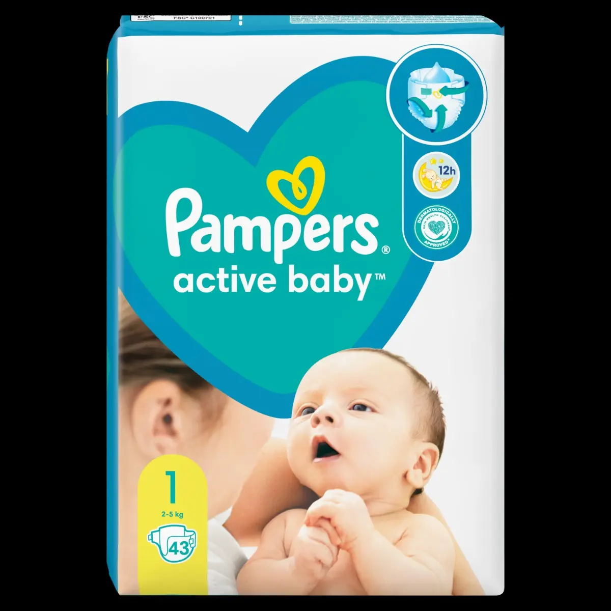 Scutece  Pampers Active Baby pentru Nou  Nascuti, Ultra Protection, 2-5 kg Marimea 1, 43 bucati, Testat Dermatologic [8]