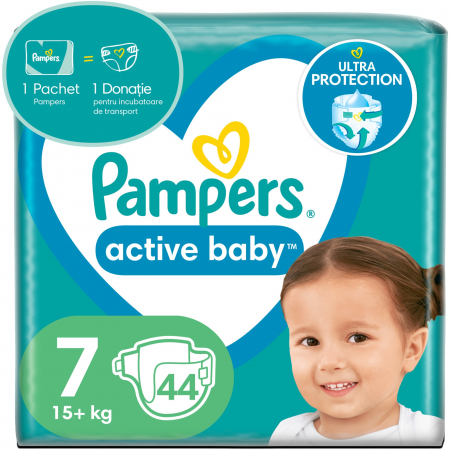 Scutece si chilotei - Scutece Pampers Active Baby Jumbo Pack, Marimea 7, 15+ kg, 44 buc