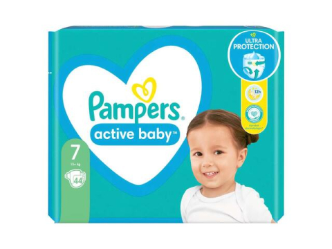 Scutece Pampers Active Baby Numarul 7, pentru 15+ kg, cantitate 44 buc cu strat interior cu Micro-perle, absorbtia rapida a lichidului [1]