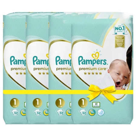 Jucarii, Copii & Bebe - Scutece Pampers Premium Care, Nou Nascut, Piele Sensibila, Absorbtie Ridicata, Marimea 1, 2-5 kg, 208 buc, Testat Dermatologic