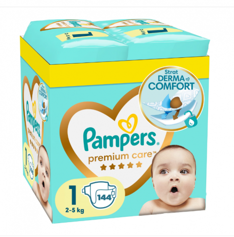 Scutece si chilotei - Scutece Pampers Premium Care XXL Box Nou Nascut, Marimea 1, 2-5 kg, 144 buc