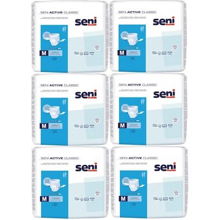 Ingrijire personala & Cosmetice - Scutece Pentru Incontinenta Seni Active Classic Basic Tip Chilot nr. 2 Medium - M 6 X 30 buc/set + Servetele Economice Babyfin 72Buc/Pachet