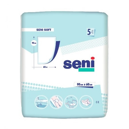 Scutece si chilotei - Seni Soft Aleze Protectie pentru pat 60x90cm 5 buc - pachet + Servetele Economice Babyfin 72Buc/Pachet