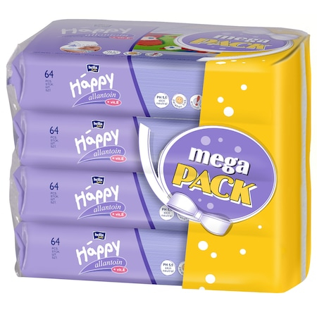 Servetele umede bebelusi - Servetele umede Happy lotiune economy pack, 4 x 64 buc