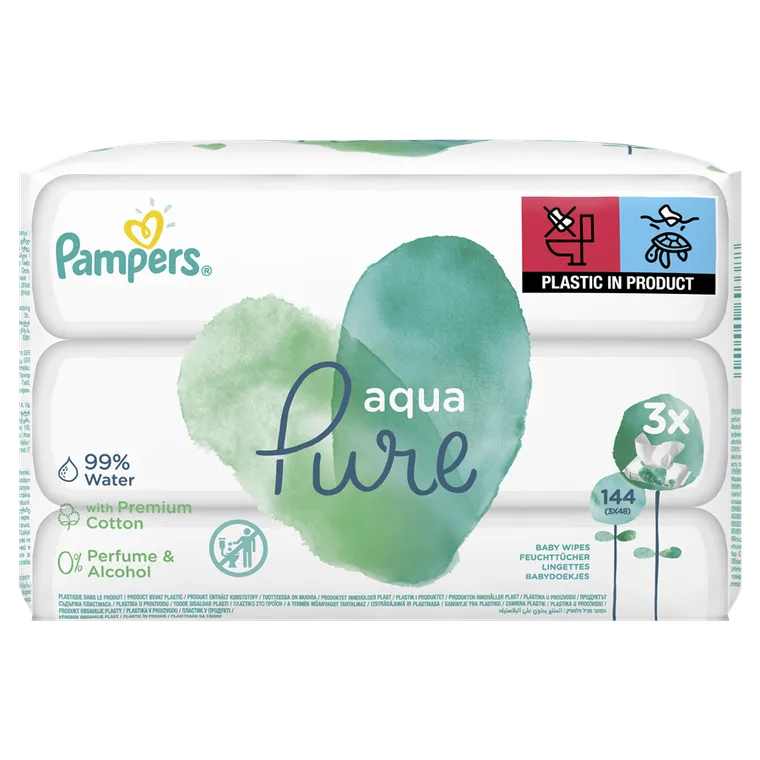 Servetele umede Pampers Aqua Pure, 3 pachete, 144 buc [0]