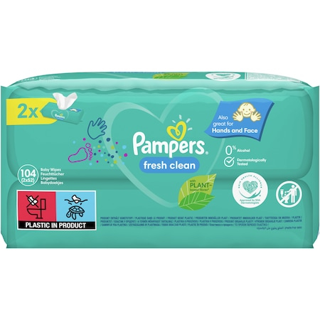 Servetele umede bebelusi - Servetele umede Pampers Fresh Clean, 2 pachete x 52, 104 buc