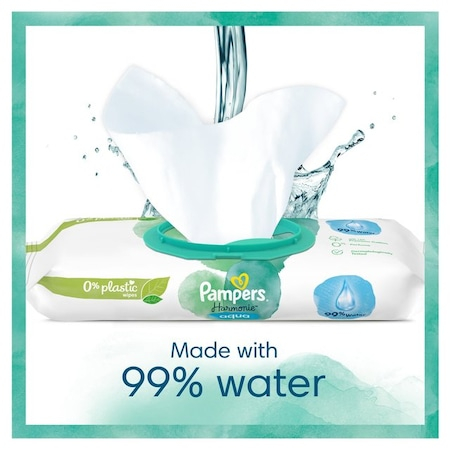 Șervețele Umede Pampers Harmonie Aqua 18 Pachete x 48 Servețele = 864 Servețele pentru Bebeluși, protejează împotriva iritațiilor pielii , loțiune delicată cu 99% apă pura [5]