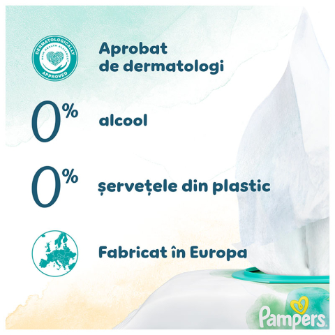 Servetele Umede PAMPERS Harmonie Aqua - Patrula Catelusilor Editie Limitata , Contin 99% Apa pentru o Protectie pura a pielii, 0% Plastic, 3 Pachete x 48, 144 Buc [6]