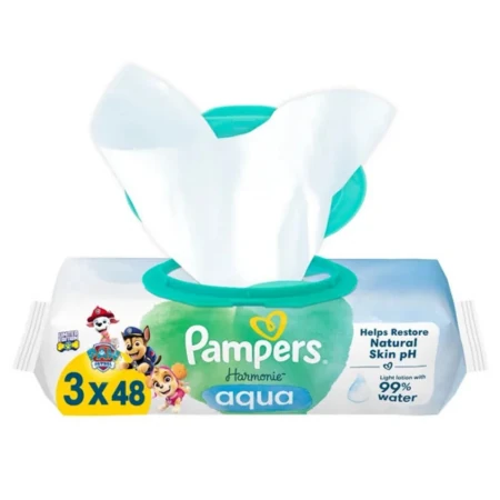Servetele Umede PAMPERS Harmonie Aqua - Patrula Catelusilor Editie Limitata , Contin 99% Apa pentru o Protectie pura a pielii, 0% Plastic, 3 Pachete x 48, 144 Buc [1]