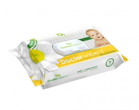 Servetele umede bebelusi - Servetele Umede cu Musetel pentru Copii cu capac,Testat Dermatologic, Doctor Wipe's Jumbo Baby  72buc