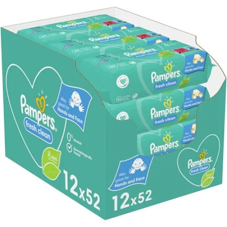 Set 12 pachete servetele umede a cate 52 bucati Pampers Fresh Clean, cu capacitatea de absorbtie ridicata [8]