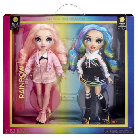 Jucarii in Reclama TV - Set 2 Păpuși Scolarite Elegante Rainbow Dash High – Bella & Amaya, 30 cm