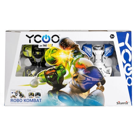 Roboti de jucarie - Robo Kombat Silverlit Twin Battle Pack Robot - 2x Roboti Puternici Luptatori cu Inteligenta Artificiala si 2 x Telecomenzi,  46x11x27CM