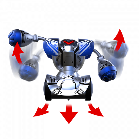 Set 2 Roboti Luptatori cu Pumni Puternici,  Inteligenta Artificiala si Telecomanda - SilverLit Robo Kombat Mega Robots Twin Pack - Set Albastru [2]