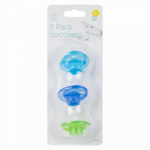 Suzete si accesorii - Set 3x Suzete BabyPure pentru  Baieti din Silicon - Forma Rotunda fara BPA (0 Luni +)