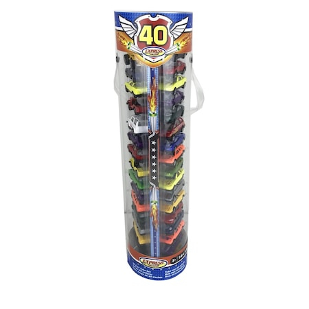 Masinute - Set 40 Masinute  Metalice de Colectie,  in Tub de Plastic  45 Cm Inaltime, Die Cast DeLuxe 1:64, Multicolor