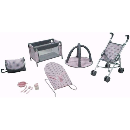 Set Complet Carut , Patut ,Loc de Joaca , Leagan si Accesorii pentru Papusi - My Baby Travelling Set - Ambalaj 60 x 31 CM [0]