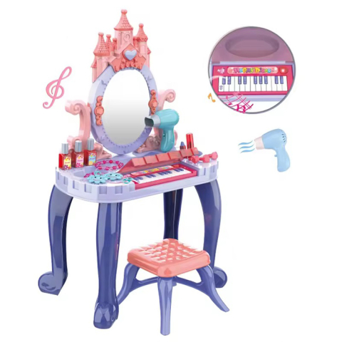 Set Complet pentru Fetite - Masa de Toaleta cu Pian pentru Printese , 29 Piese, 74x44x23 CM [10]