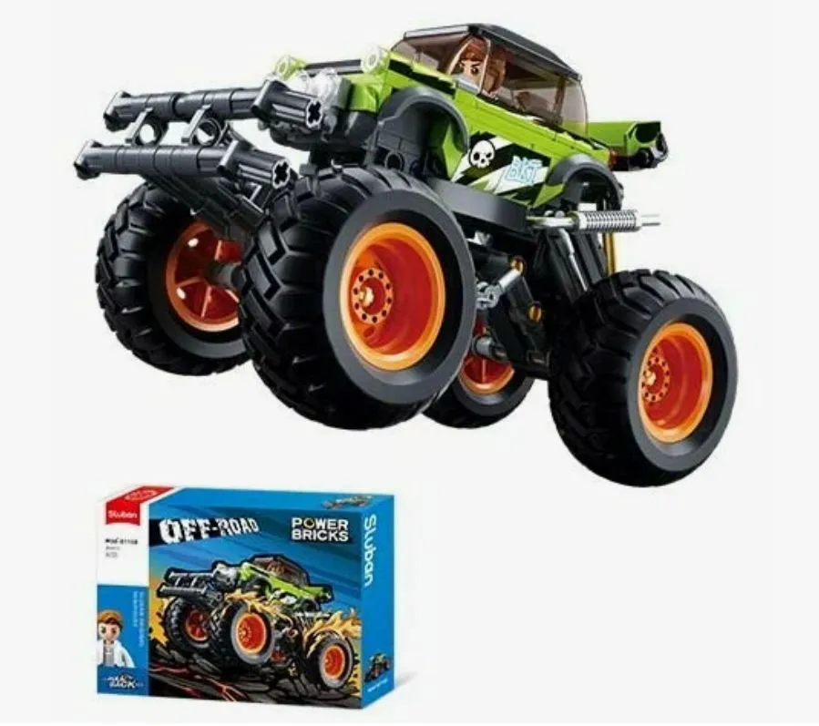 Set de Construcție Power Bricks  Off - Road Monster Truck  cu Mecanism de Deplasare Pull Back - 264 Piese [1]
