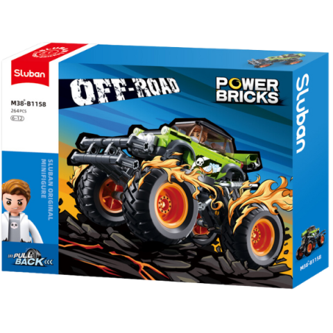 Set de Construcție Power Bricks  Off - Road Monster Truck  cu Mecanism de Deplasare Pull Back - 264 Piese [8]