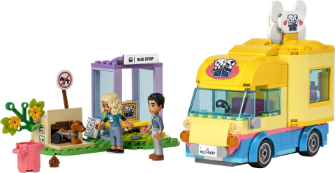 Set de Constructii  LEGO Friends  Masina de salvare pentru Caini  din Orasul Heartlake 41741, 2 mini-papusi, Accesorii pentru ingrijirea Cainilor Pickle [2]