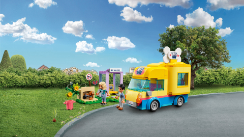 Cuburi si caramizi - Set de Constructii  LEGO Friends  Masina de salvare pentru Caini  din Orasul Heartlake 41741, 2 mini-papusi, Accesorii pentru ingrijirea Cainilor Pickle