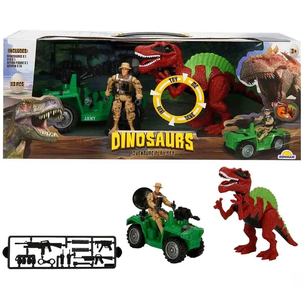 Jucarii & jocuri educative - Set de joaca Crazoo Dino Valley -  Dinozaur cu Sunete Realistice si Articulatii mobile, Ranger cu Vehicul de vanatoare al Dinozaurilor - Dino Hunter