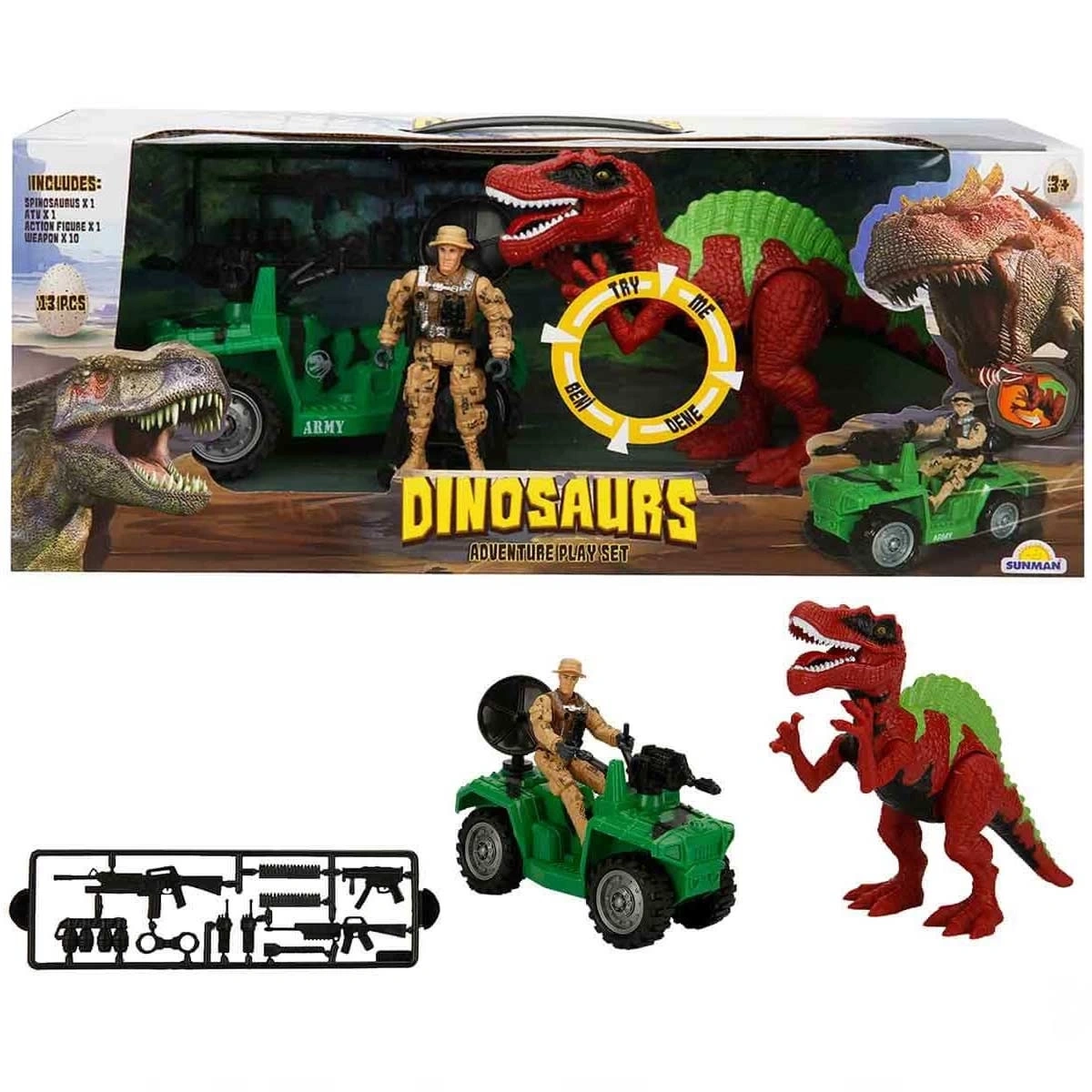 Set de joaca Crazoo Dino Valley -  Dinozaur cu Sunete Realistice si Articulatii mobile, Ranger cu Vehicul de vanatoare al Dinozaurilor - Dino Hunter [3]