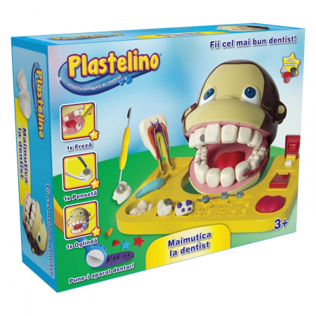 Set de Plastilina Noriel-Maimutica la Dentist+Rola cu Stampila Rosie,Plastelino [2]