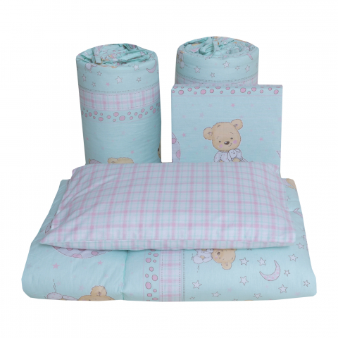 Set Lenjerie Bumbac 5 piese pentru saltea  Bebelusi de 120 x 60 cm, Ursuleti Royal Baby [1]