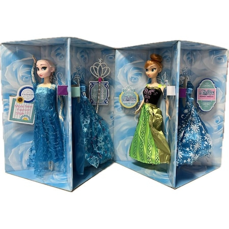 Papusi - Set Magic Cube 2 Papusi Frozen Anna si Elsa si 2 Rochite, Freeze Princess Vogue Style Series