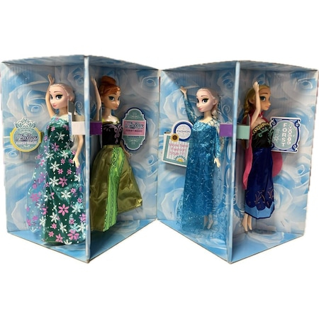 Papusi - Set Magic Cube 4 Papusi Frozen, 2 Anna si 2 Elsa, 4 Rochite diferite, Freeze Princess Vogue Style Series