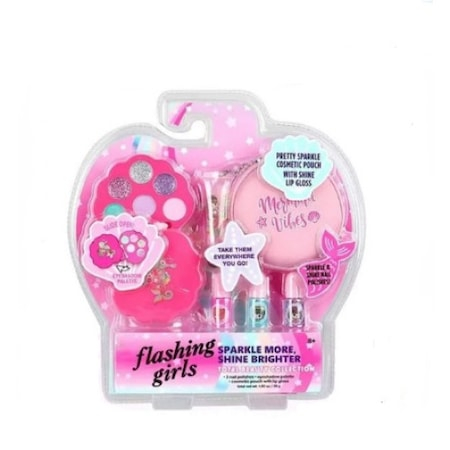 Jucarii, Copii & Bebe - Set manichiura si make-up pentru copii 6 piese Flashing Girls
