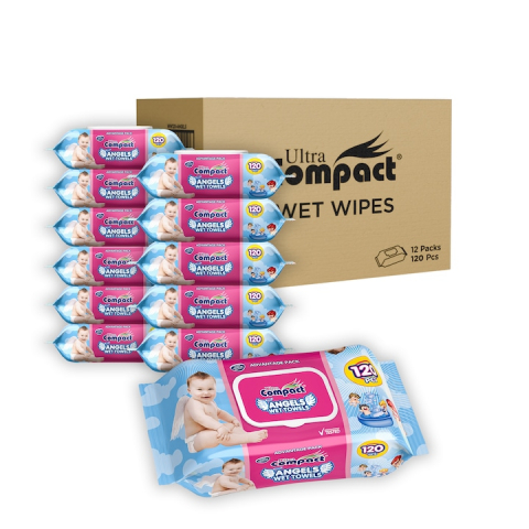 Servetele umede bebelusi - Set Mega Box Servetele Umede cu Capac -  Baby Angels  - 12 pachete x 120, 1440 buc, Large 16x19cm