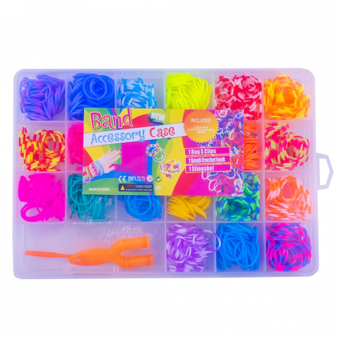 Seturi de artizanat - Set Multicreativ cu accesorii pentru realizarea bratarilor din elastic, Trendy Rainbow Loom Bands, 1000 piese